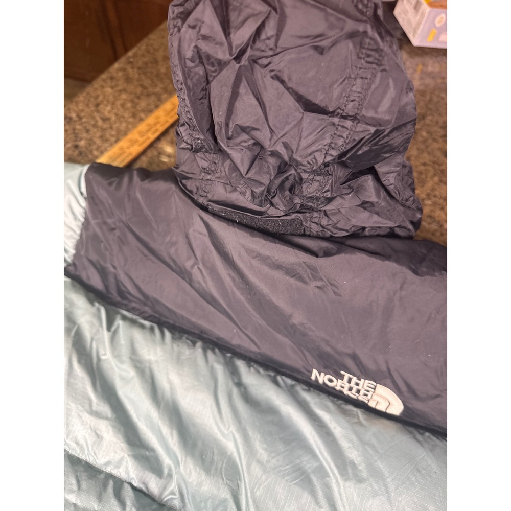 The North Face Nuptse 700 Down Puffer Jacket Womens L Sage Green Black Hooded - Picture 7 of 9